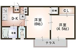 カスヤハイツC 2DKの間取図画像