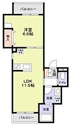 リヒトハイム 2階1LDKの間取り