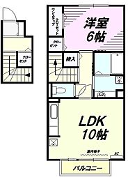 JR中央線 豊田駅 徒歩9分の賃貸アパート 2階1LDKの間取り