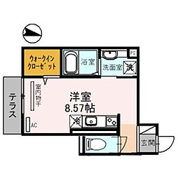 スカイコート鶴橋 1階ワンルームの間取り