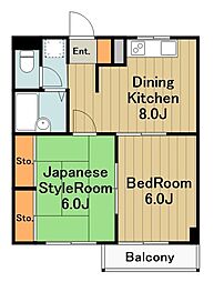 多摩都市モノレール 大塚・帝京大学駅 徒歩24分の賃貸アパート 2階2DKの間取り