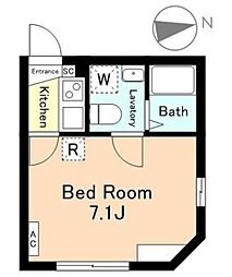 Chum Haneda 3階1Kの間取り