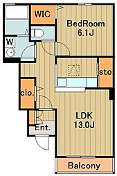 小田急小田原線 柿生駅 徒歩10分の賃貸アパート 1階1LDKの間取り