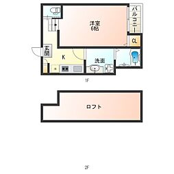 アーバンテラス伝法 1Kの間取図画像