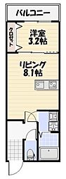 千葉市稲毛区小仲台7丁目アパート 1LDKの間取図画像