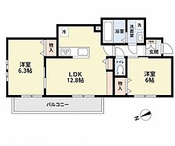 Aireville 2LDKの間取図画像