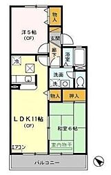 セジュール片町I 1階2LDKの間取り
