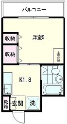 ピア新高円寺 3階1Kの間取り