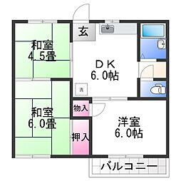 山口ハイツ 3DKの間取図画像