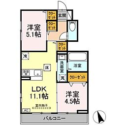 エクラン ウルー湘南N 2LDKの間取図画像