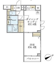 クレアポルテ川口元郷 1DKの間取図画像