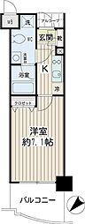 エクセル東神奈川 1Kの間取図画像