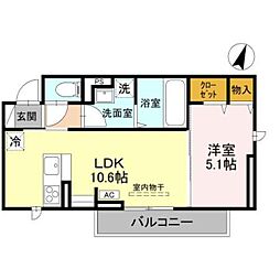 CLASSEUM 幸西　III 3階1LDKの間取り