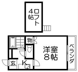 エステート明和二号 1Kの間取図画像