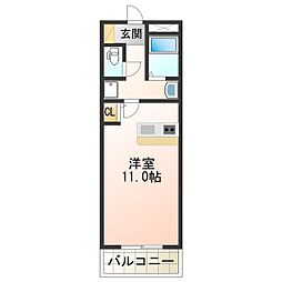 JR阪和線 信太山駅 徒歩1分の賃貸マンション 11階ワンルームの間取り
