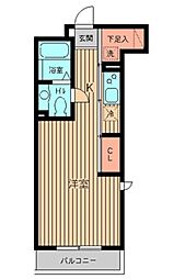 京王線 初台駅 徒歩3分の賃貸マンション 2階ワンルームの間取り