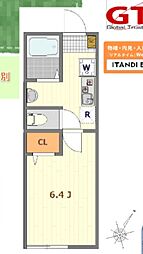 サンライズ西千葉 1Kの間取図画像
