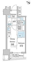 デュオフラッツ日本橋水天宮 10階1DKの間取り