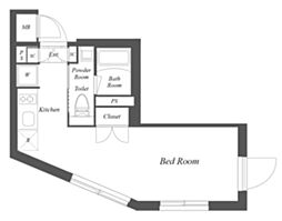 ASTILE西新宿 5階ワンルームの間取り