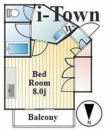 テラッセオク 1階ワンルームの間取り