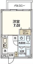 双風館 2階1Kの間取り