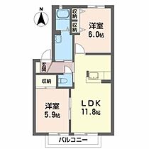 グランセルコーバ桜木Ｂ 102 ｜ 福島県郡山市桜木２丁目19-19（賃貸アパート2LDK・1階・51.00㎡） その2