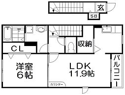 コロボックル藤阪 1LDKの間取図画像