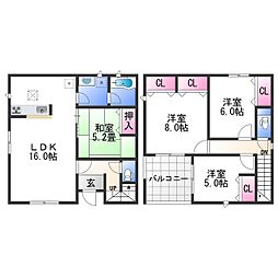 和歌山市布引戸建て 2階4LDKの間取り