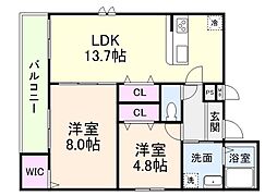 岸和田市磯上町5丁目アパート 2LDKの間取図画像