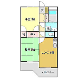 コーポライムグリーン 2LDKの間取図画像