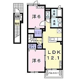 南海和歌山港線 和歌山港駅 3.2kmの賃貸アパート 2階2LDKの間取り