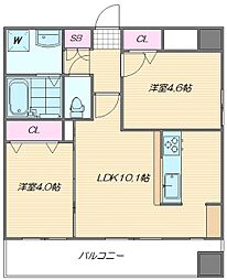 ランドマーク和白 2LDKの間取図画像