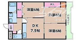 ライトハイツ 3DKの間取図画像