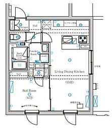 Mind Kojiya 4階1LDKの間取り