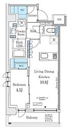 ウエリスアーバン中野坂上 3階1LDKの間取り