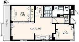 メゾンロアール 2階2LDKの間取り