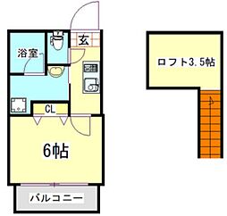 Kano cest moi 横濱 2階1Kの間取り