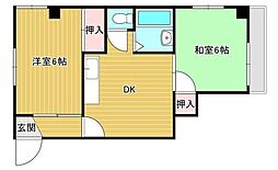 サニーハイツ和光 2DKの間取図画像