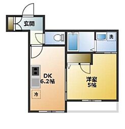 セントラルシャイン 2階1DKの間取り