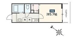 MELDIA東岩槻駅前 3階1Kの間取り