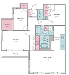 東急東横線 中目黒駅 徒歩12分の賃貸マンション 3階3LDKの間取り