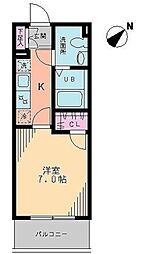 ヴィラ フローリッシュ 4階1Kの間取り