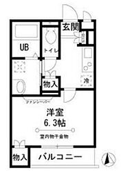 東急大井町線 旗の台駅 徒歩7分の賃貸アパート 1階1Kの間取り