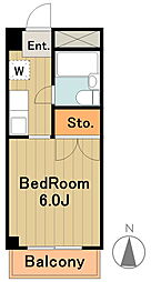 多摩都市モノレール 大塚・帝京大学駅 徒歩9分の賃貸マンション 2階1Kの間取り