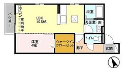 グレースブルック 1階1LDKの間取り