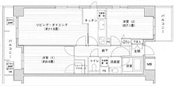PRIMEURBAN目黒リバーフロント 2LDKの間取図画像