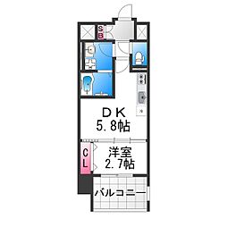 テラ堺市駅 6階1DKの間取り