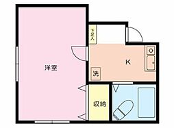 サポーレ北松戸 3階1Kの間取り