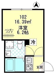 クレール蓮根 1階1Kの間取り