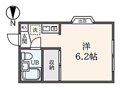 プライム津田 1階ワンルームの間取り